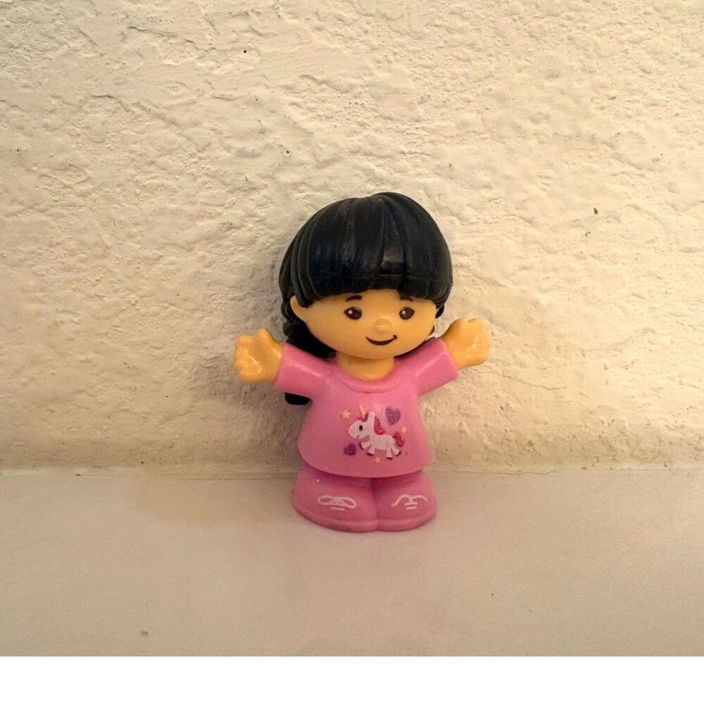 Fisher Price Little People Asian Black Braids Unicorn Shirt Figure